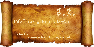 Bársony Krisztofer névjegykártya